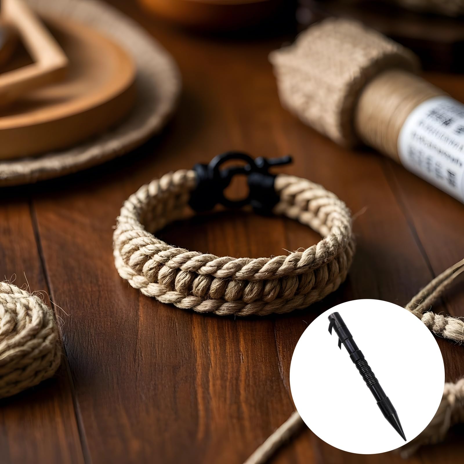 Kosveril Zestaw do produkcji bransoletek Paracord z czarnego aluminium, zestaw DIY z igłami Marlinspike i wieloma narzędziami, regulowana deska do zaplatania projektów rzemieślniczych i ręcznie