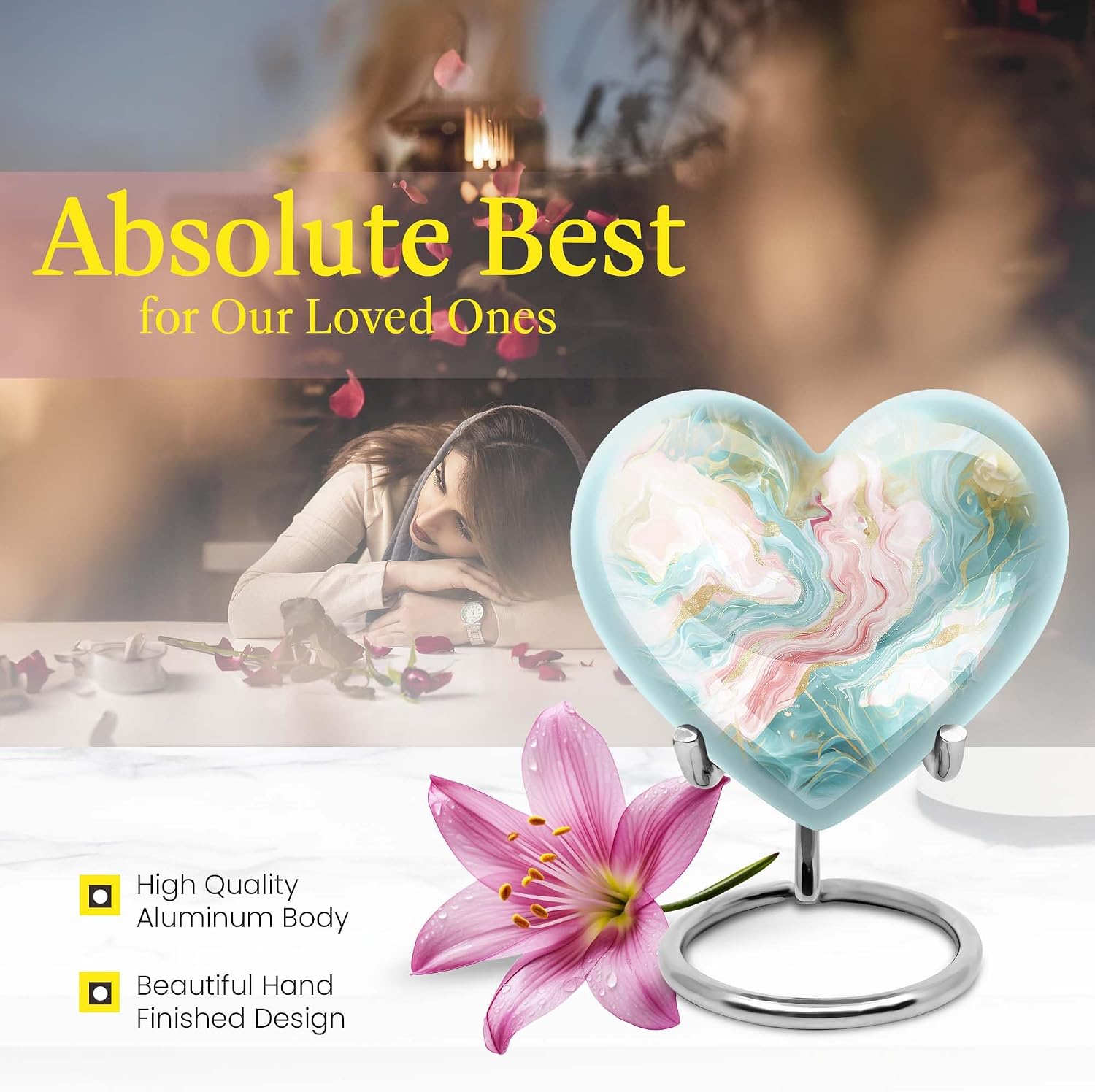 Swirl Urn, Heart Urns For Ashes, Pack Of 5 (10 Inch Urn With 3 Inch Urn Set Of 4)- Cremation Urns for Human Ashes - Small Urns for Human Ashes - Pet Urns for Dogs Ashes - Urn for Ashes for Women