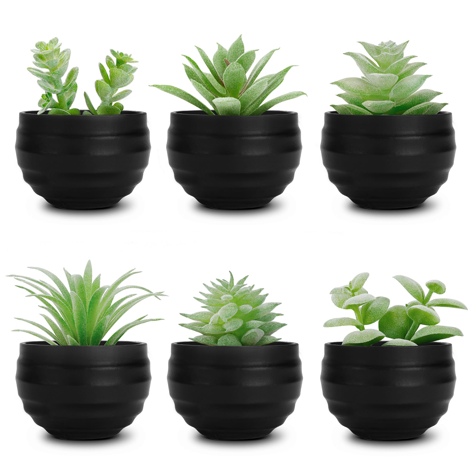 Der Rose Set of 6 Succulent Artificial Plants in Pots, Small Artificial Plants for Bedroom, Room, Living Room, Bathroom, Room Decoration