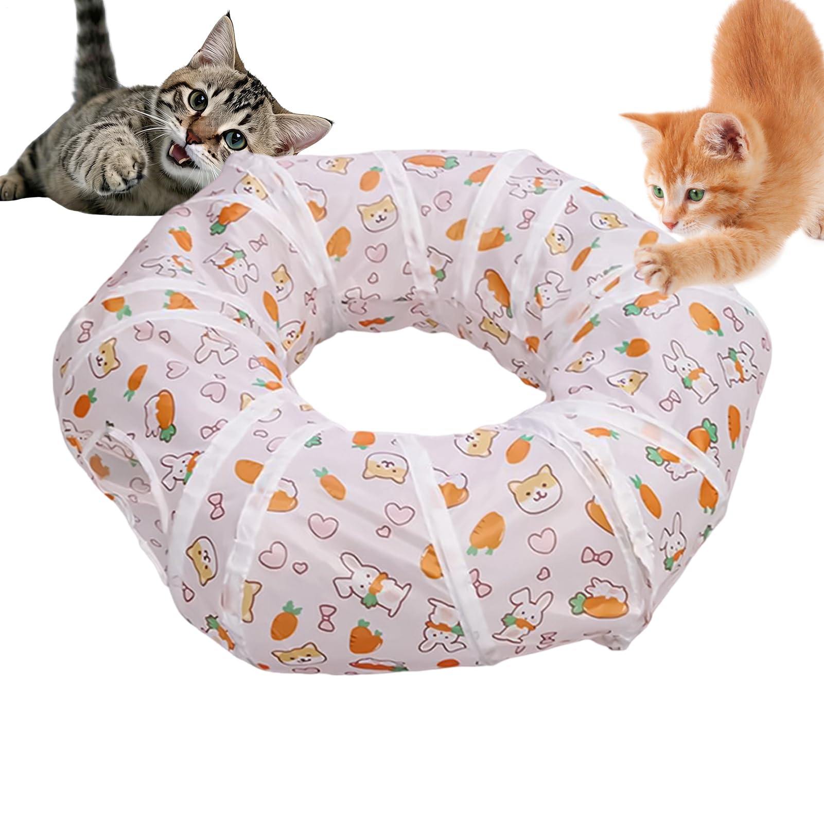 Túnel para gatos de poliéster duradero que fomenta el ejercicio y la caza interactiva