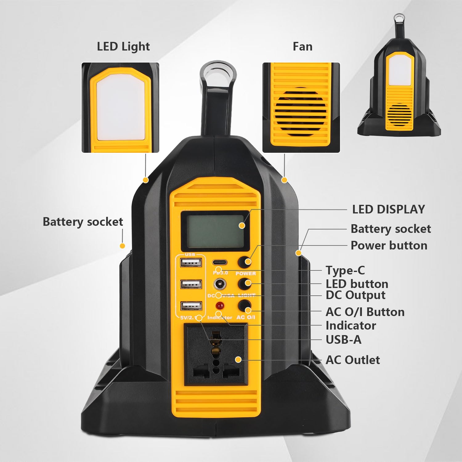 スマホアクセサリー POWER INVERTER Amazon.com: 350W Power Inverter for Dewalt 20V 60V Li-ion Battery