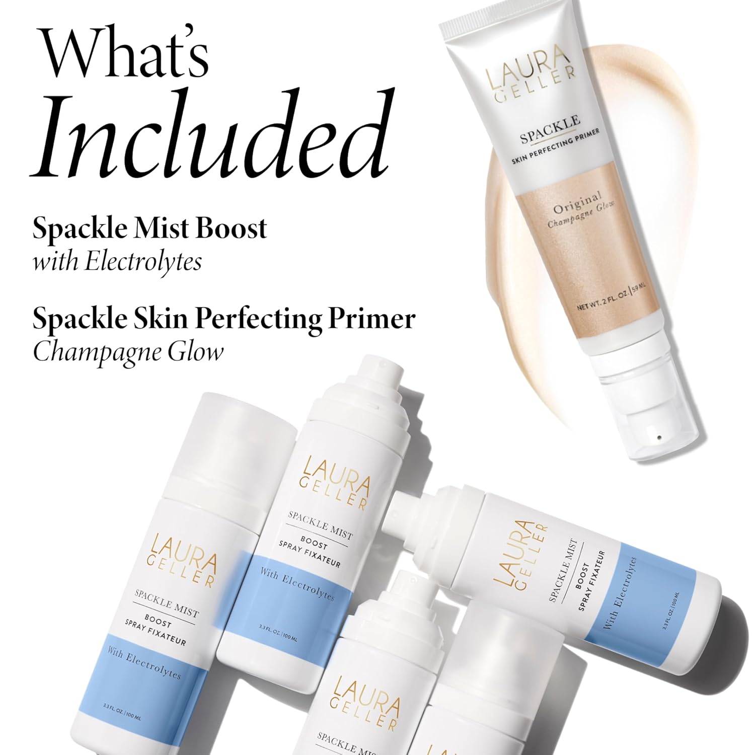 LAURA GELLER NEW YORK Prime-n-Set Duo: Spackle Primer + Spackle Mist Boost Setting Spray with Electrolytes (01 Champagne Glow + Electrolytes, 5.0 Fl Oz) - Image 2