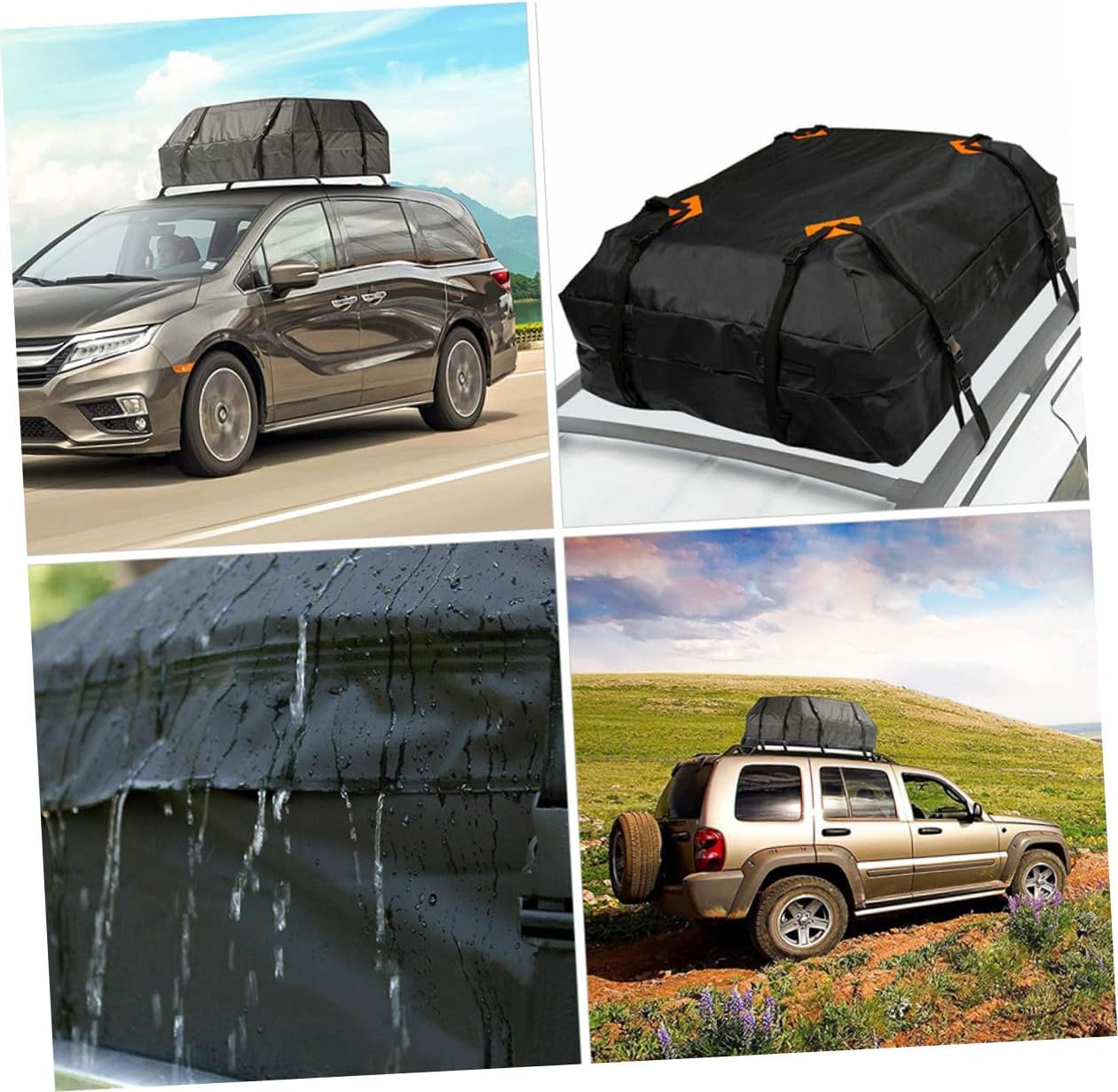 Sosoport Car Cargo Roof Bag Oxford Rooftop Carrier with Non-Slip Mat Reinforced Straps Easy Installation Storage for SUV Sedan Camping