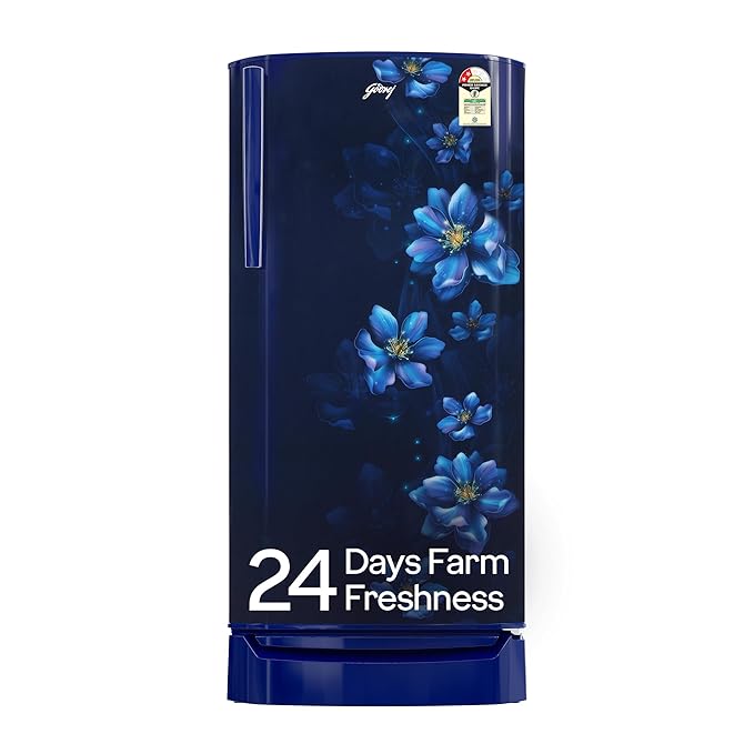 Godrej 183 L 2 Star | Farm Fresh Crisper Technology | Turbo Cooling Technology | Toughened Glass Shelved | Jumbo Vegetable Tray | Direct Cool Single Door Refrigerator (RD R190B THF BR BL, Berry Blue)