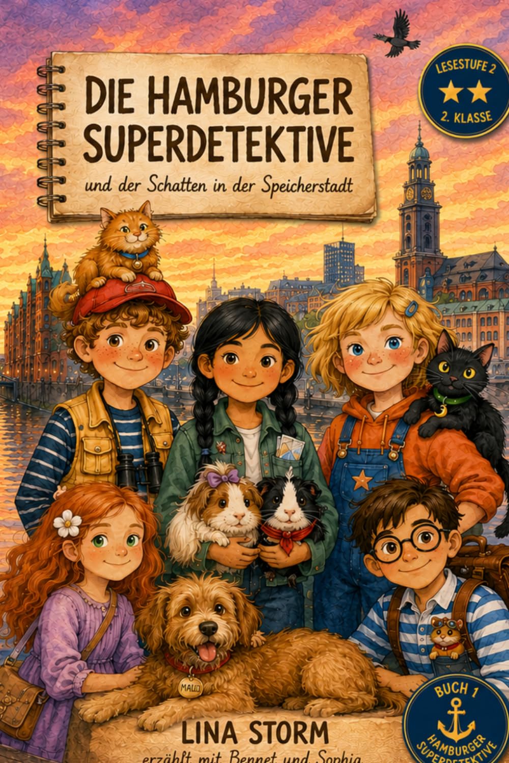 Die Hamburger Superdetektive und der Schatten in der Speicherstadt: Ein Hamburg-Krimi für die 2. Klasse — Buch 1 · Lesestufe 2 · drei Lesefassungen für Geschwister