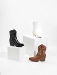 IXU Cowboy Boots for Women Booties Ankle Cowgirl Western Boots Mid Calf Boots Pointed Toe Short Chunky Classic Camel Grey US 6-10.5