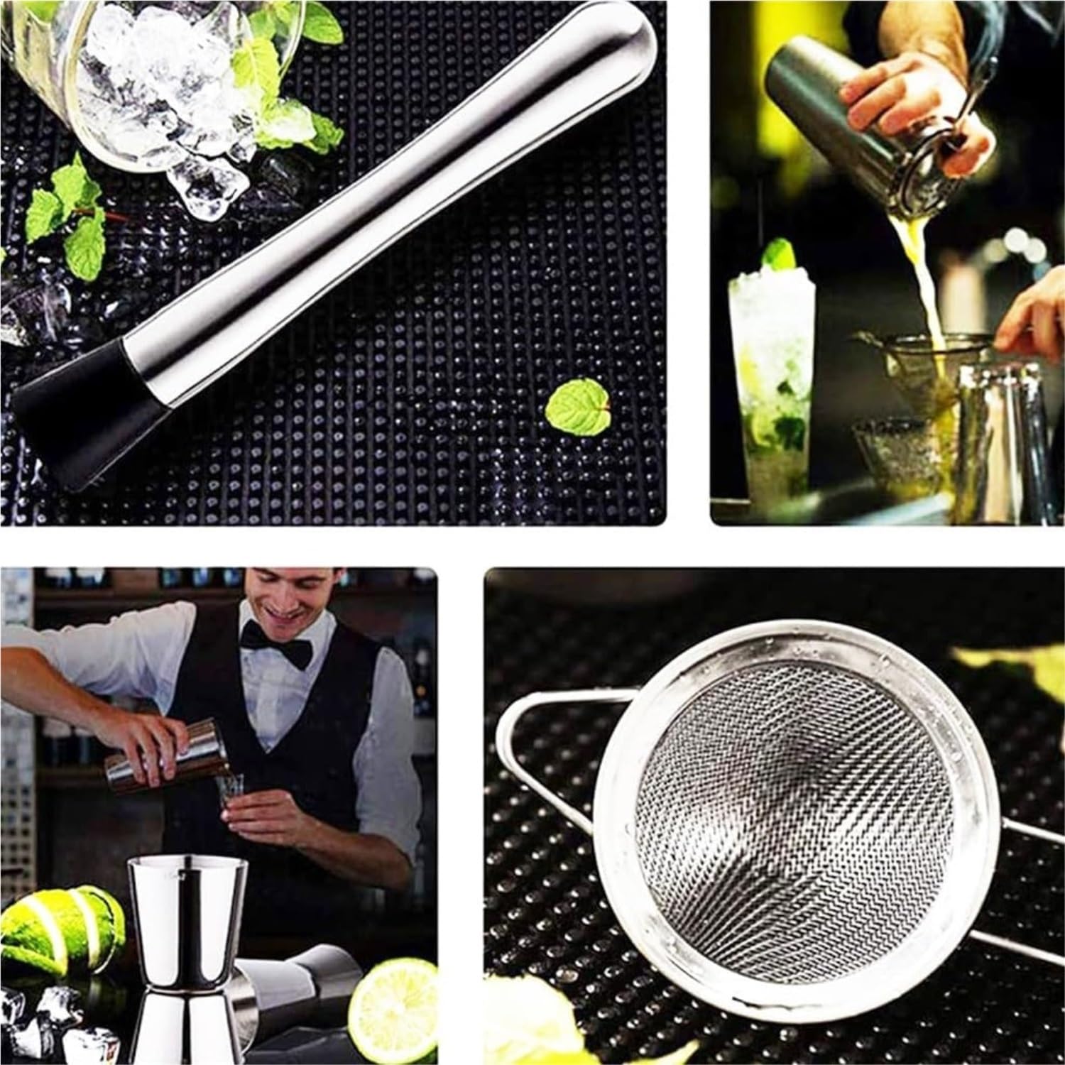 Juego de Cocktail Shaker Coctelera de Acero Inoxidable de 13 Piezas, Jarra, coctelera, coctelera de Vidrio, Herramienta, coctelera de Barra Coctelera Profesional Herramientas
