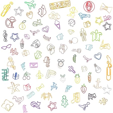 Amazon Sweet Plus ペーパークリップ ゼムクリップ 可愛い しおり ワイヤー 動物型 人型 アソート 100個 ケース付 クリップ リング 文房具 オフィス用品