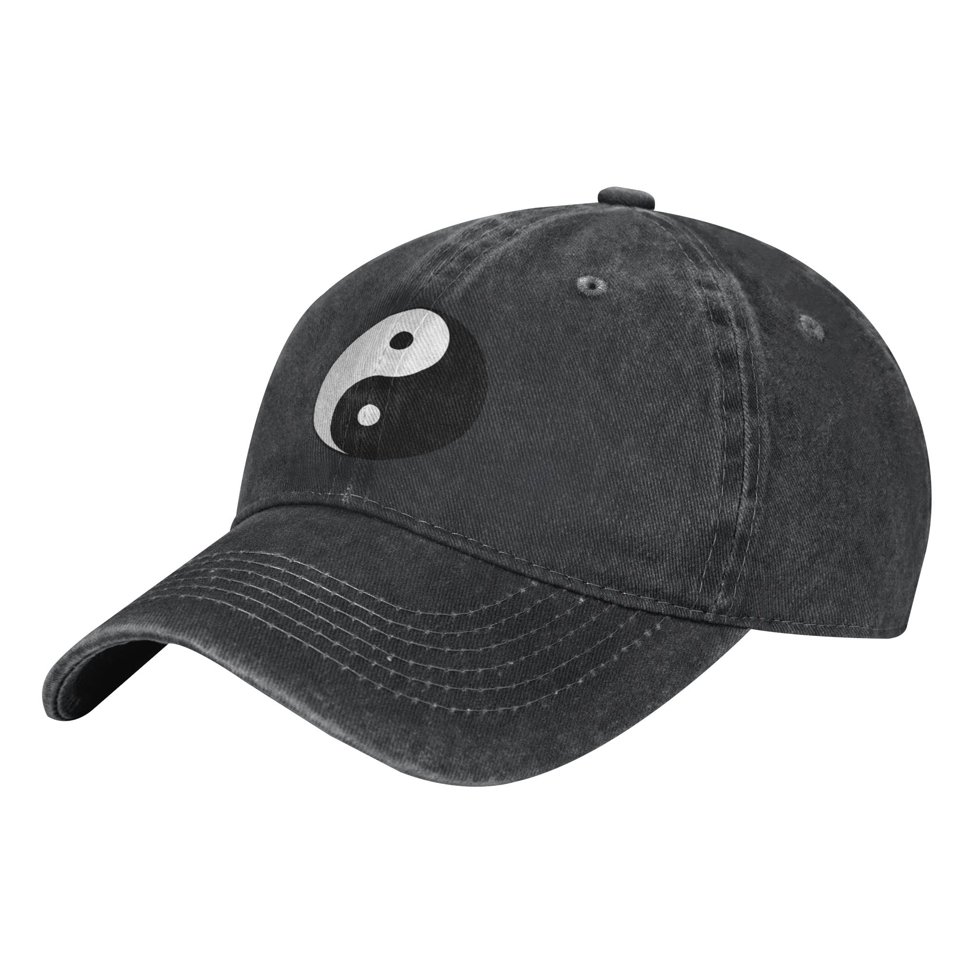 Yingd Unisex Black Cowboy Baseball Cap Tai Chi Yin Yang Hat Adjustable Sports Cap Breathable Casual Caps For Men And Women