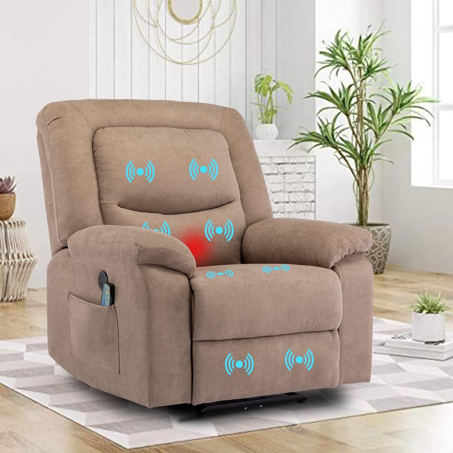 LVUYOYO Fabric Electric Recliner Chair, Massage Recliner