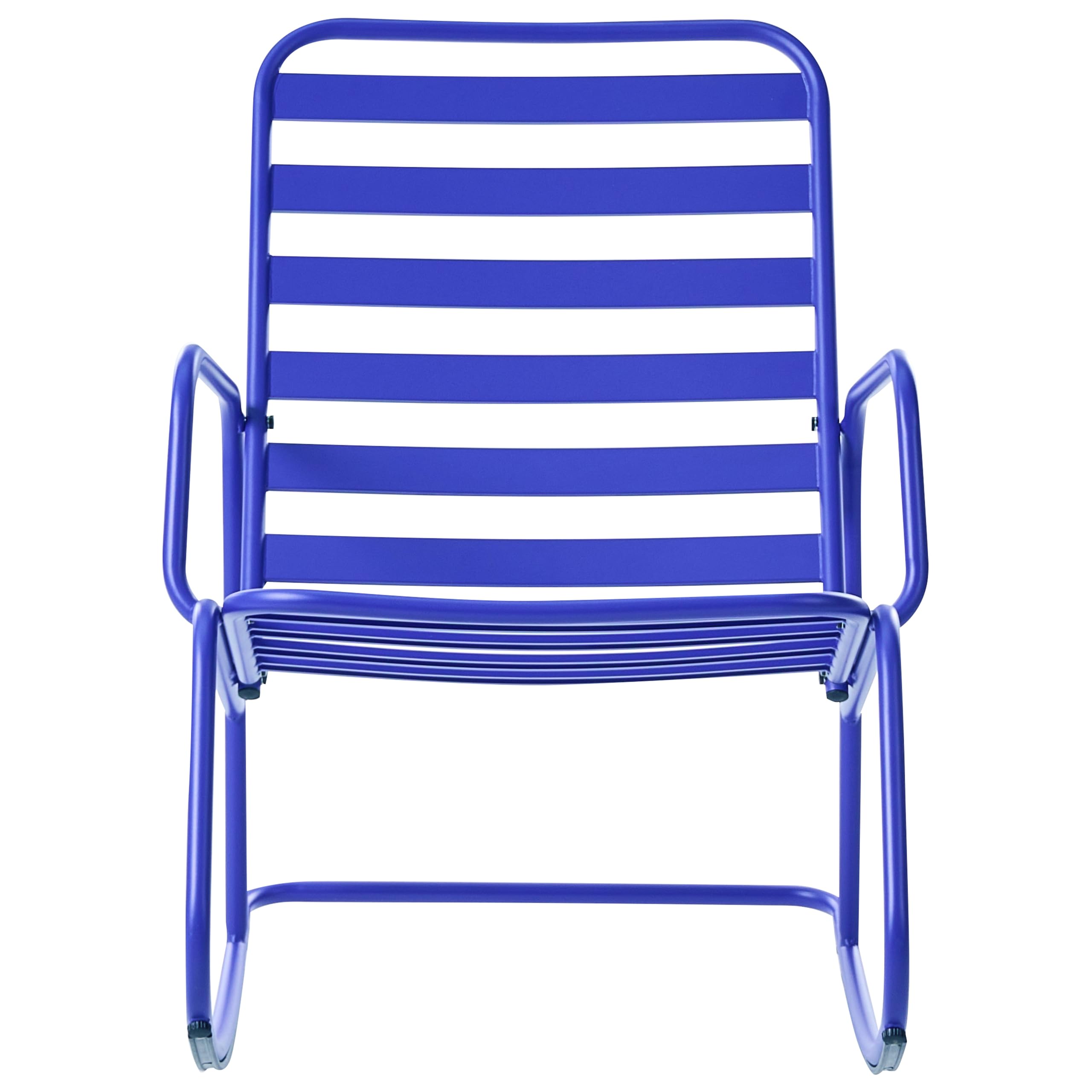Beliani Sedia a dondolo da giardino moderna in metallo Design a doghe per esterni Alluminio blu