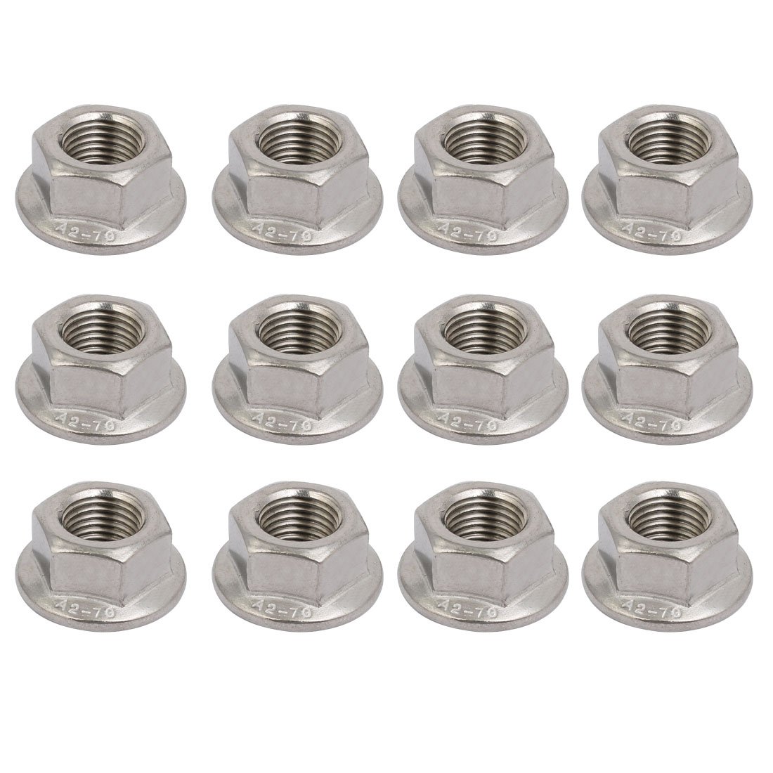Écrou hexagonal M12 x 1.25 mm anti-rouille en inox 304 pour stopper le desserrage des filetages