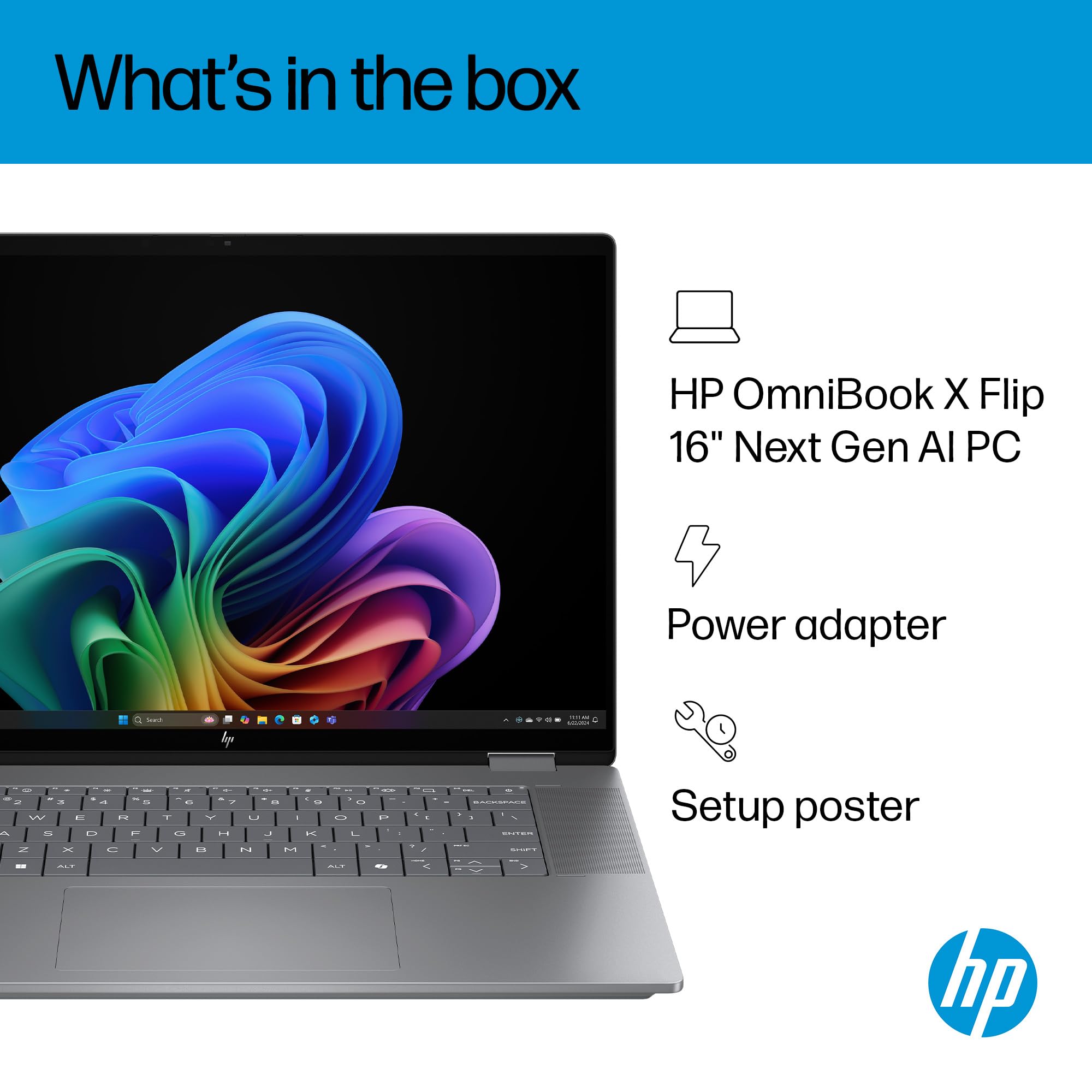 HP OmniBook X Flip NGAI 16" Laptop | CoPilot+ PC | AMD Ryzen AI 5 340 Processor | 16GB RAM | 512GB SSD | AMD Radeon 840M Graphics | 2K Touchscreen | Up to 21 Hrs Battery | Windows 11 | 16-ar0004sa — view 17