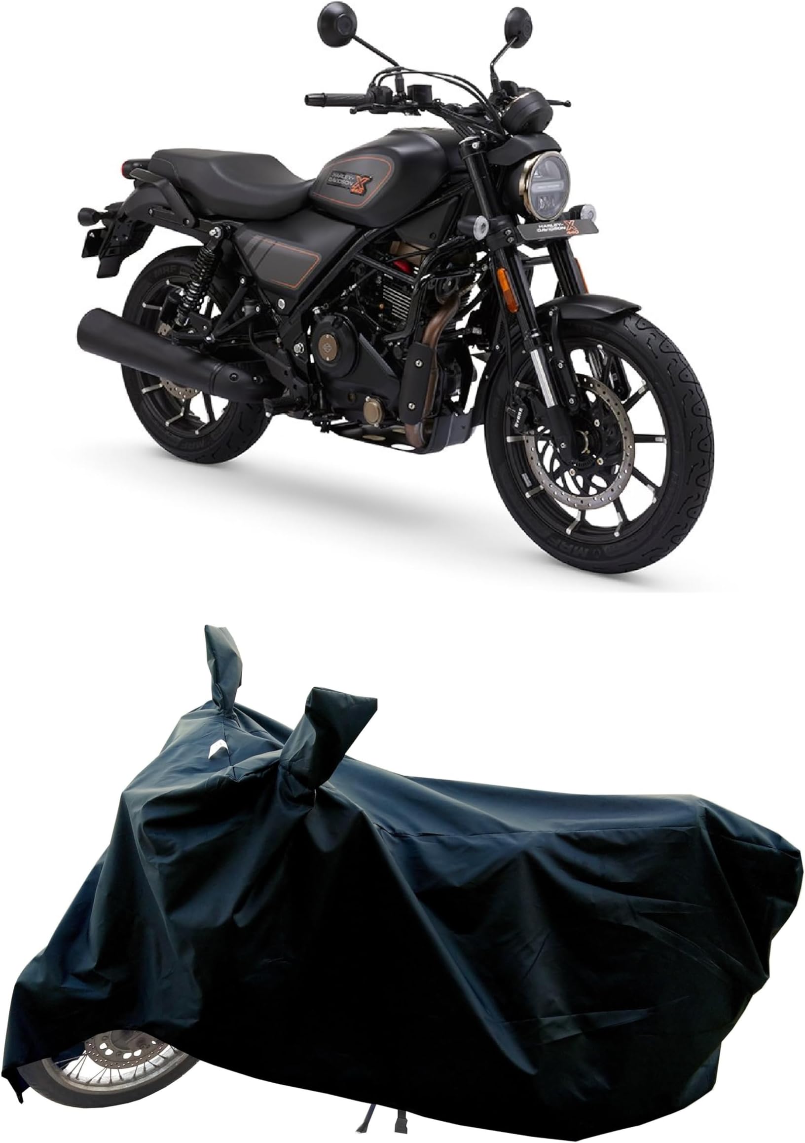 All Weather Bike Cover for Harley Davidson X440 Bike Cover with Water-Resistant and Dust Proof Premium 190T Fabric_Entire Black