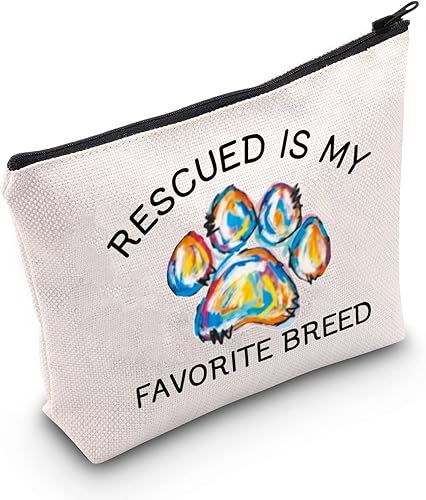 Miniatura 7 de Rescate perro amante regalo rescatado es mi raza favorita, bolsa de maquillaje con cremallera, regalo de rescate de animales, regalo de rescate de