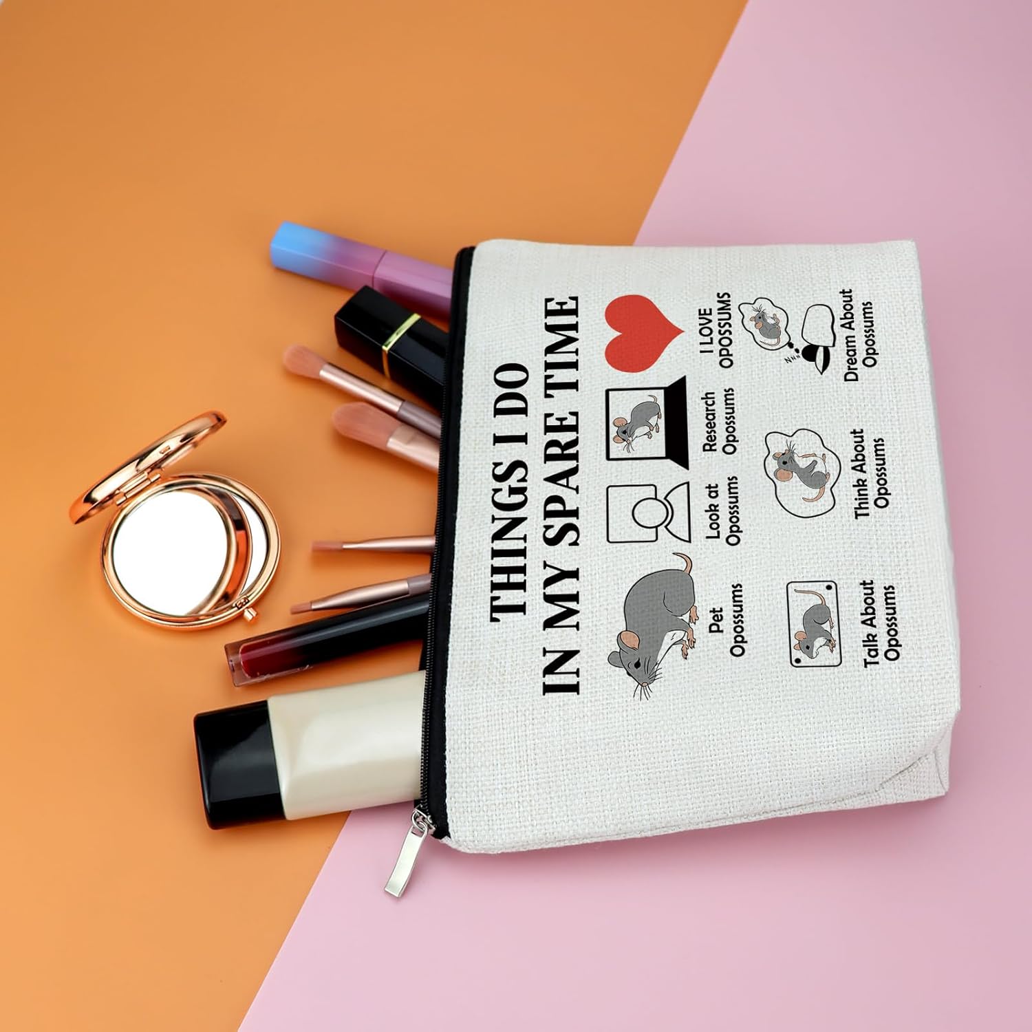 Animal Lover Gifts Makeup Bag Opossum Lover Gift For Women Possum Gift For Women Cosmetic Bag Christmas Birthday Gifts For Friend Female Possum Owner Gift Possum Mom Gifts Cosmetic Travel Pouch - Image 5