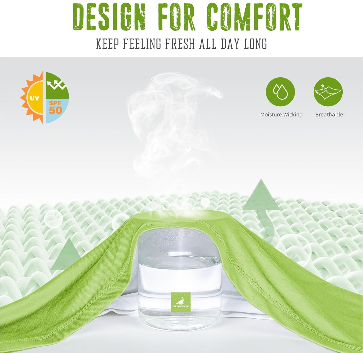 SURF CUZ Golf Shirt Moisture Wicking for Men Dry Fit Polo Shirts Short Sleeve Print Performance 4-Way Stretch