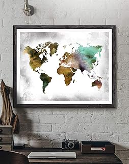 Abstract World Map Wall Art for Living Room Bedroom Kitchen Home Office Decor The Whole World, World Map Print, Geography art, Modern Large Earth Atlas Unframed print