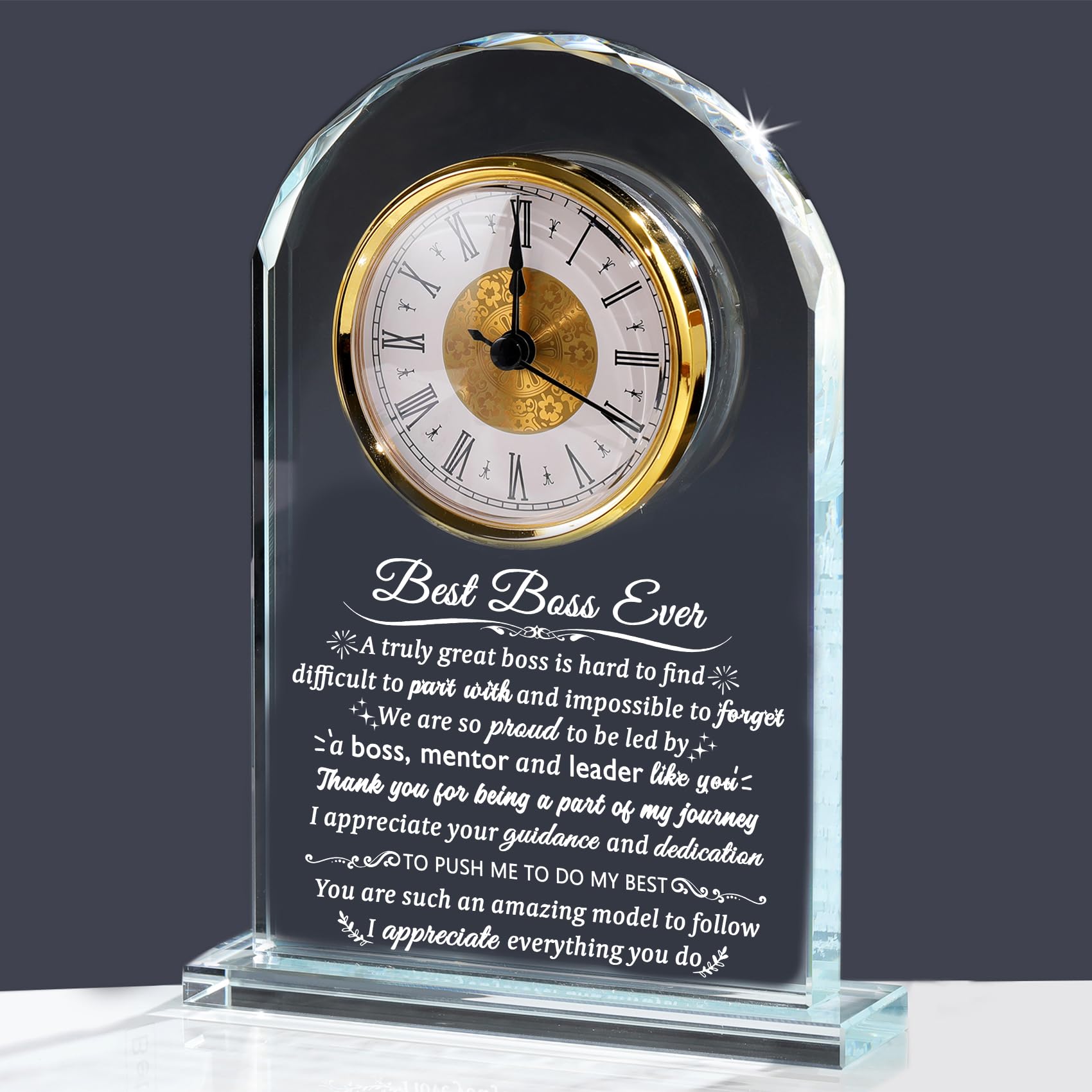 Reloj de cristal, regalo personalizado para mujeres, regalo de agradecimiento personalizado para hombres, reloj de jubilación, regalo para dama, jefa, despedida, idea de regalo para el día del jefe,
