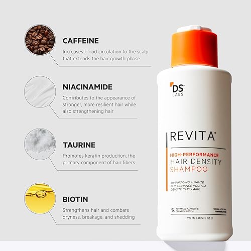 Miniatura 8 de DS Labs Revita Shampoo & Scalp Massager, 31.3 fl oz – Primera limpieza del cuero cabelludo para un aspecto más completo, cabello voluminizado,