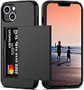 Nvollnoe for iPhone 14 Case with Card Holder Heavy Duty Protective Dual Layer Shockproof Hidden Card Slot Slim Wallet Case for iPhone 14 for Women&Men(Black)
