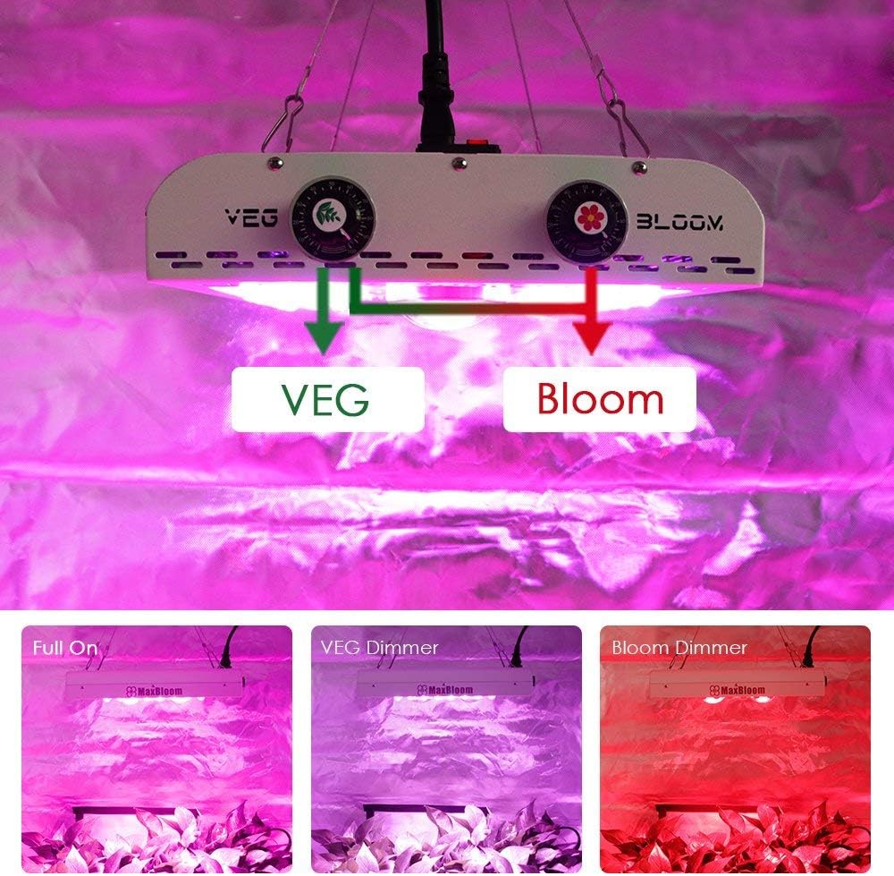 600W Dimmable LED Plant Grow Light,12-Band Full Spectrum COB Led Grow Lights with Dimmable Veg/Bloom Channels for Indoor Plants Veg and Flower