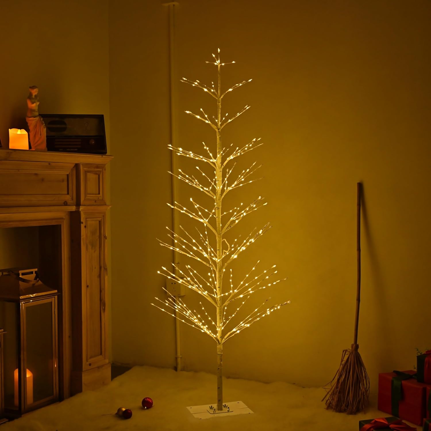 5FT Birch Tree with 518 LED Lights, Artificial Tree IP44 Waterproof Twinkle Light White Christmas Tree for Indoor Outdoor Festival Wedding Party Christmas Decorations(5FT/518LED)