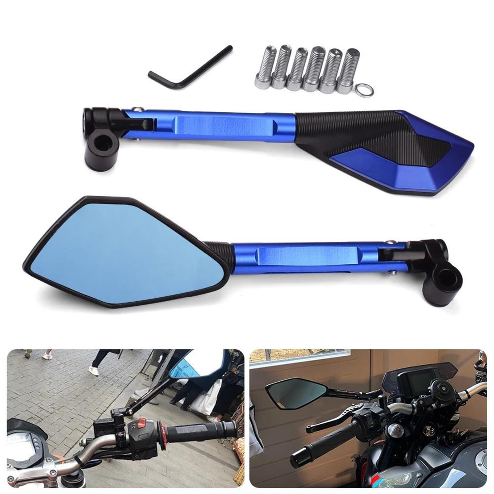 Rétroviseurs Moto CNC Aluminium 10mm - Pour Suzuki GSX-S 750 1000 - Noir