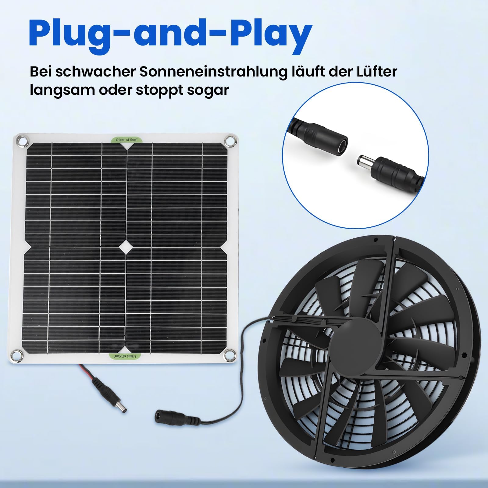 Ejoyous Ventilateur Solaire 100 W, Panneau Solaire étanche pour Serres Maisons