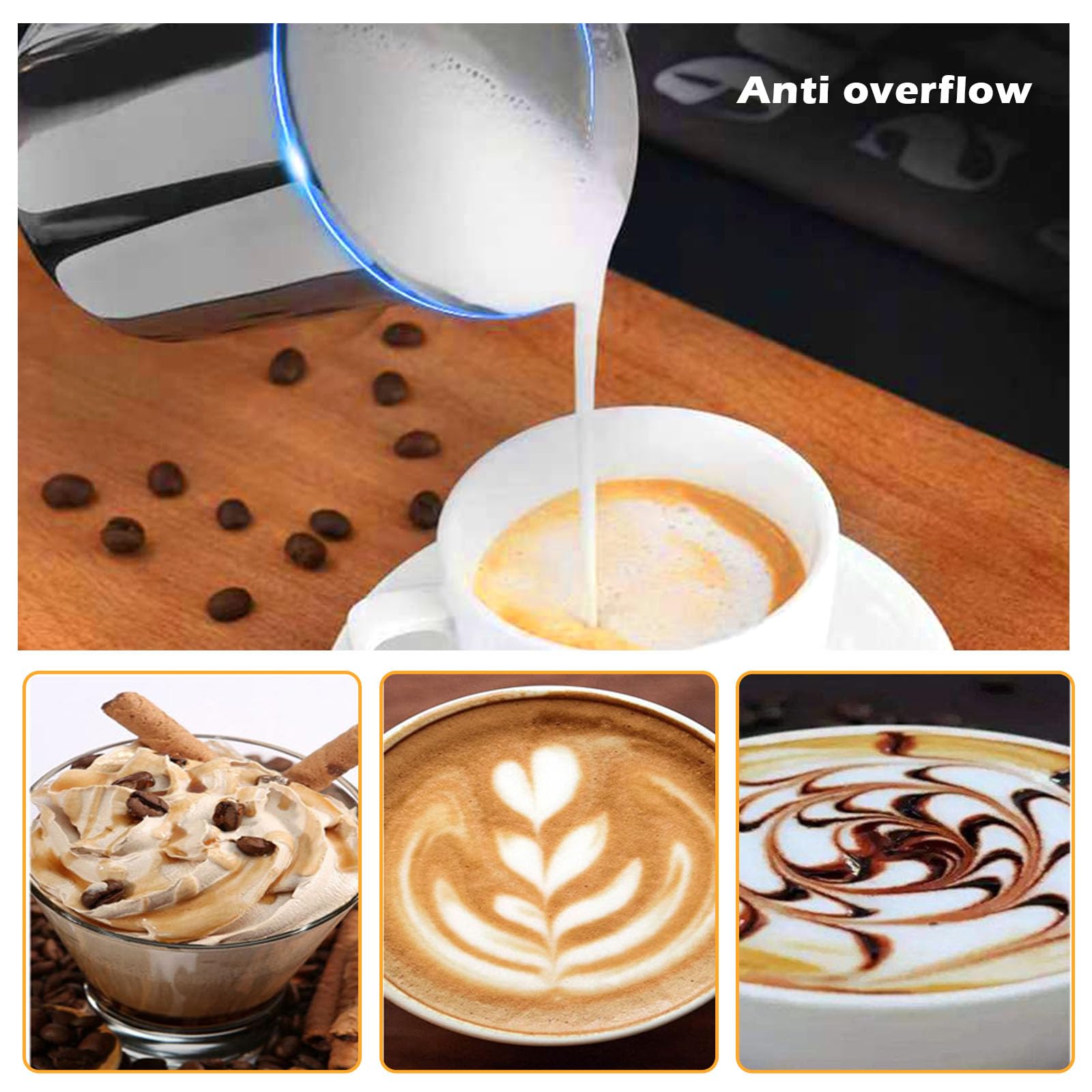 400ml Montalatte Manuale, Schiumalatte con Pompa a Mano, Montalatte a Pompa, 304 Schiumalatte in Acciaio Inox Doppia Rete Manual, Cappuccinatore Manuale per Cappuccino e Caffè