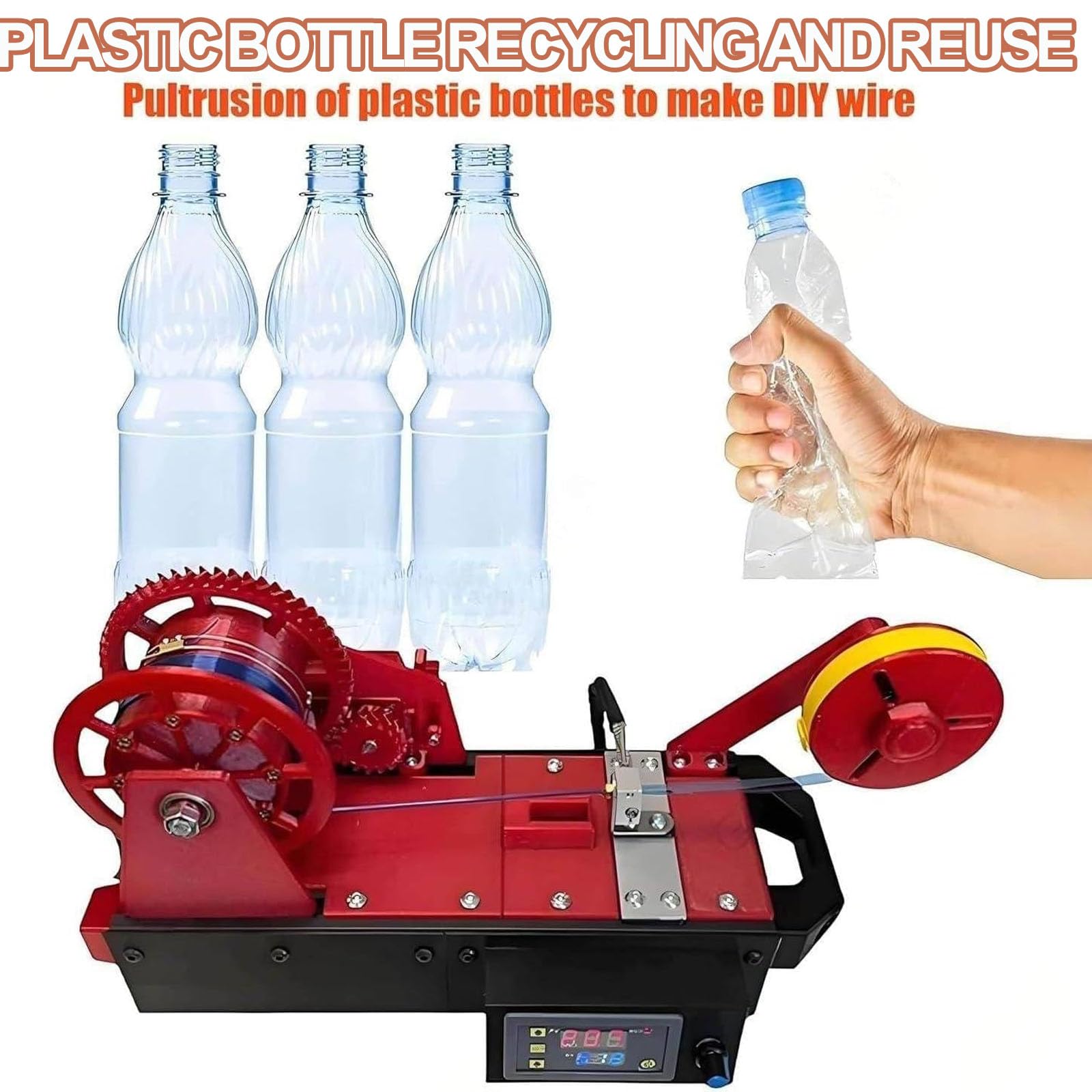 Machine à filament pour imprimante 3D, extrudeuse de filament de bureau avec contrôle numérique de la température, recyclage de bouteilles en PETG, prend en charge le PLA ABS PETG pour les projets de
