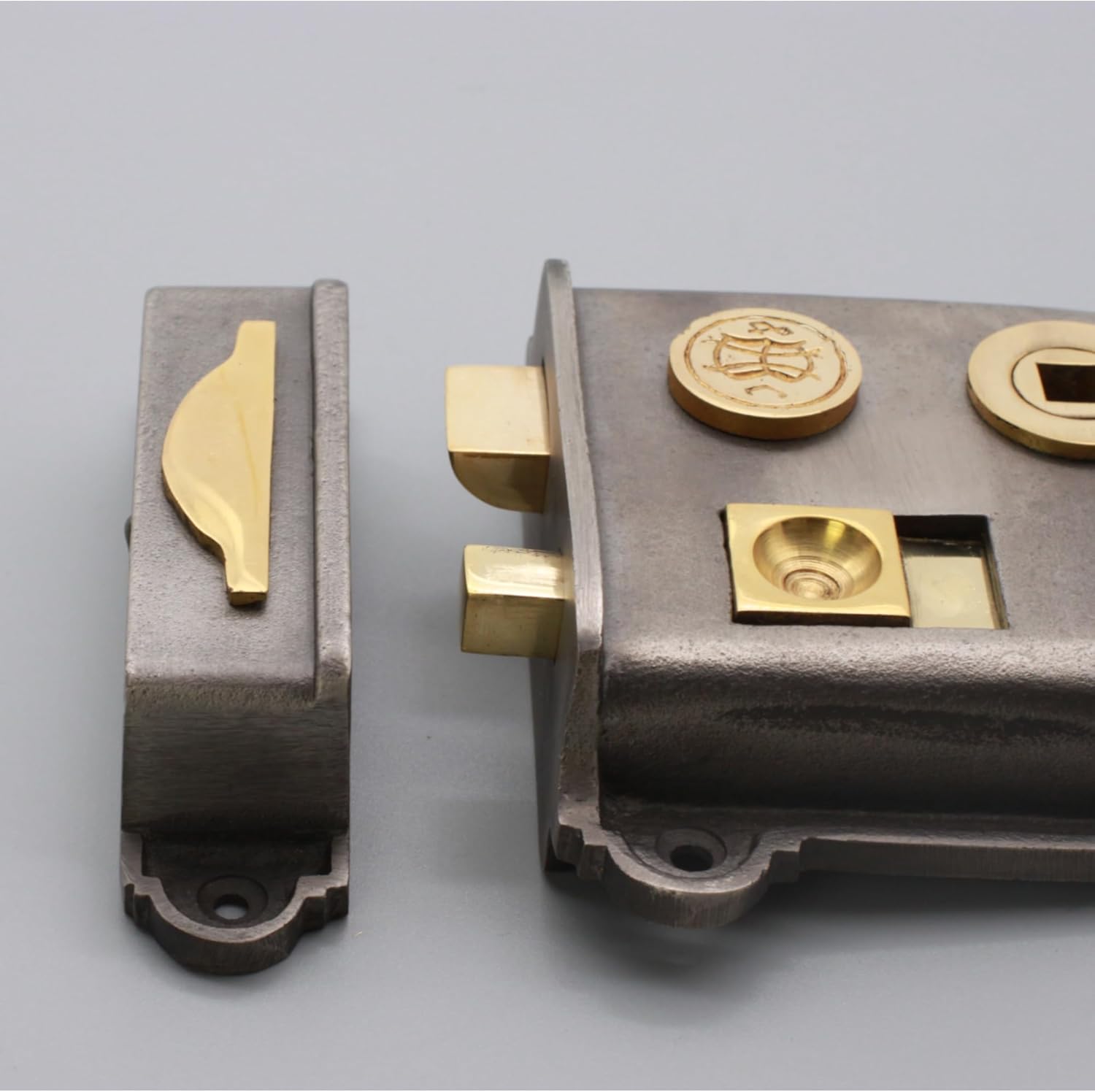 Cromwell Cast Iron Rim Latch Bath Bedroom Lock Door Knob Handle Sets - Brass (Rim Lock only)