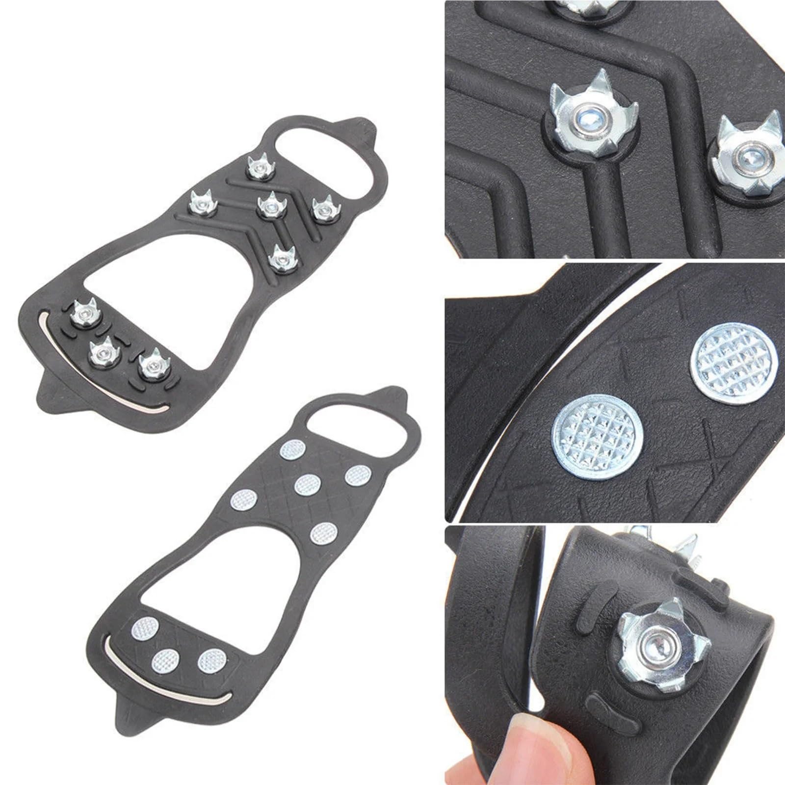 Picos de Agarre Antideslizantes 5 Pares De Tacos Hielo con 8 Clavos, Ligeros Y Antideslizantes For Caminar, Trotar, Senderismo Montañismo