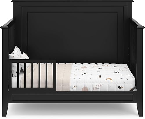 Miniatura 13 de Storkcraft Solstice - Cuna convertible 5 en 1 (negro) Certificado GREENGUARD Gold, se convierte en cama para niños pequeños y cama de tamaño