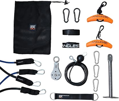 Suspension Pulley Trainer Set - 440 lb Portable Home Gym Cable