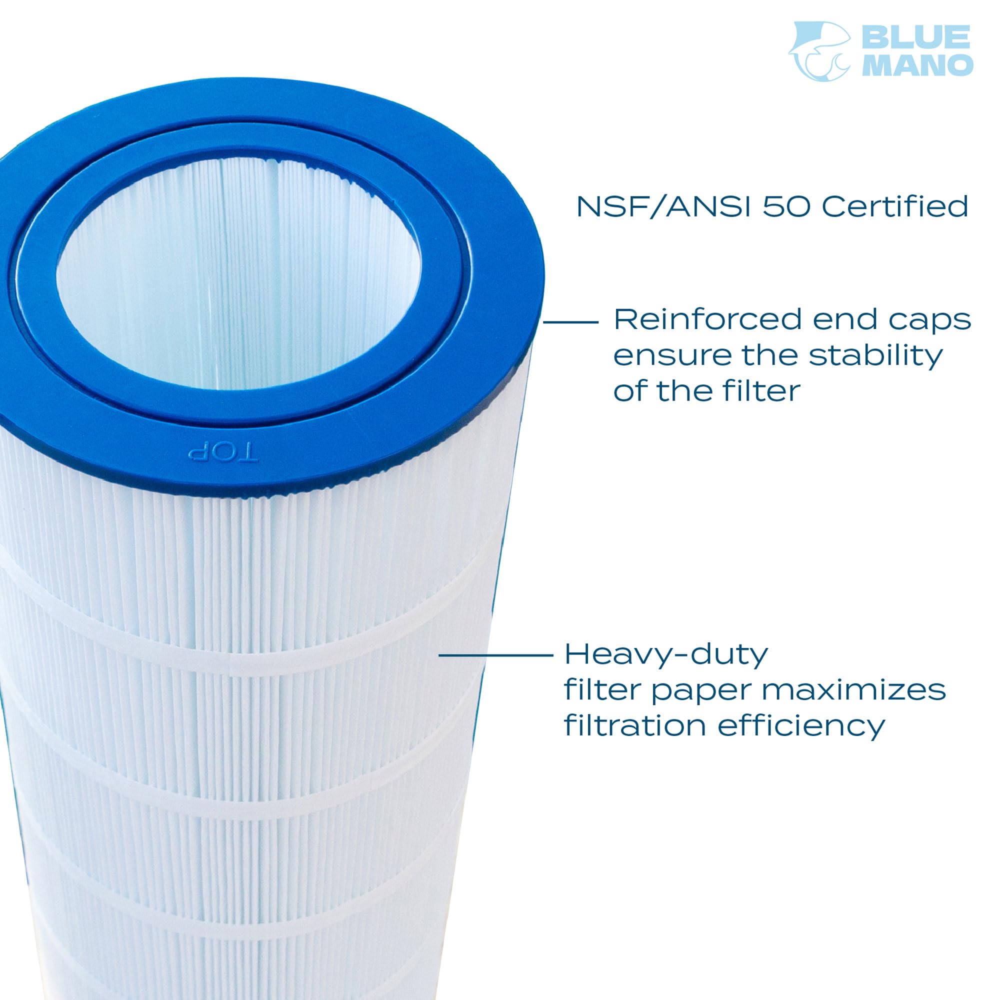 Blue Mano Pool Filter Cartridges Replacement for Pentair Clean and Clear 150, Posi-Clear PCRP150, R173216, 59054300, PAP150-4, Unicel C-9415, Filbur FC-0687, Aladdin 25005