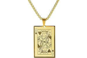 Stainless Steel Cool Looking Playing Card Pendant Necklace for Rockers