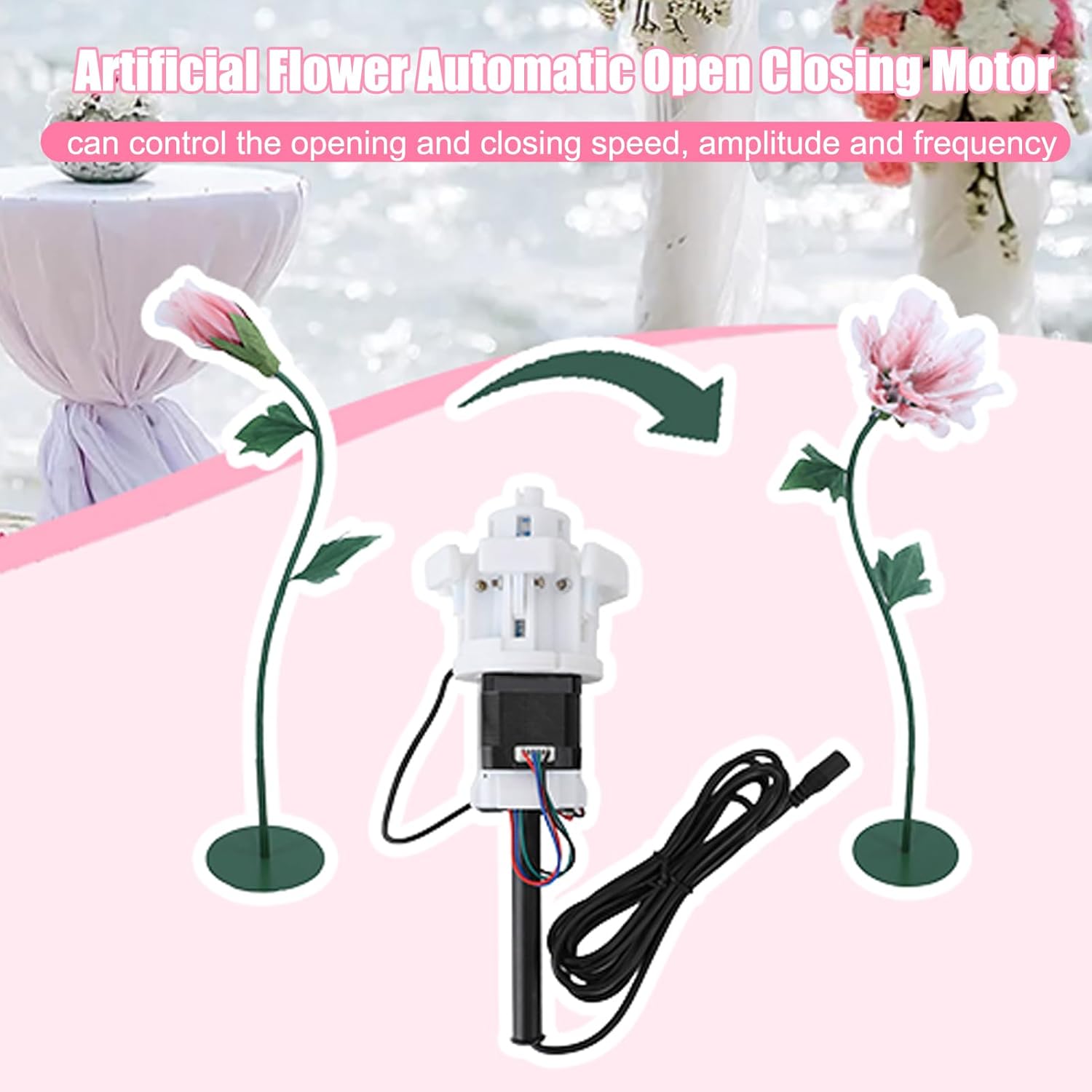 Artificial Flower Automatic Open Closing Motor, Artificial Flower Control Simulation Flower Opener Multifunctional DIY Mechanical Moving Flowers Engines for Wedding Props