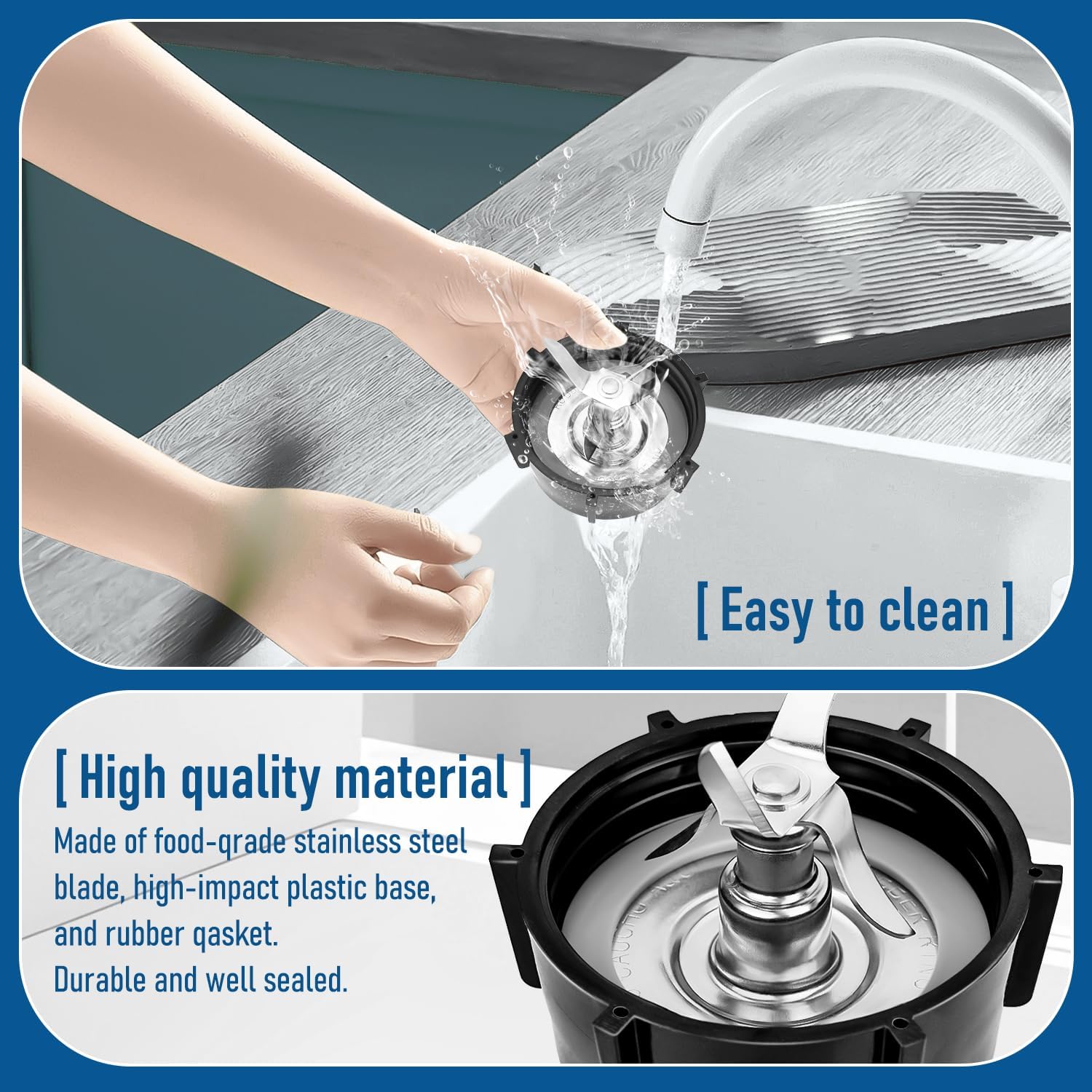 HASMX Osterizer Blender Cutter Blade Base Cap Gasket Parts Replaces Part Numbers: 031014, 148381 for Oster Fits glass, plastic, and stainless steel jars