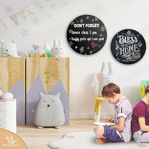 Miniatura 4 de Tablero enmarcado para cocina pizarra redonda de tiza caballete grande para pizarra  Pizarra con marco de metal  Tablero magnético para pared para