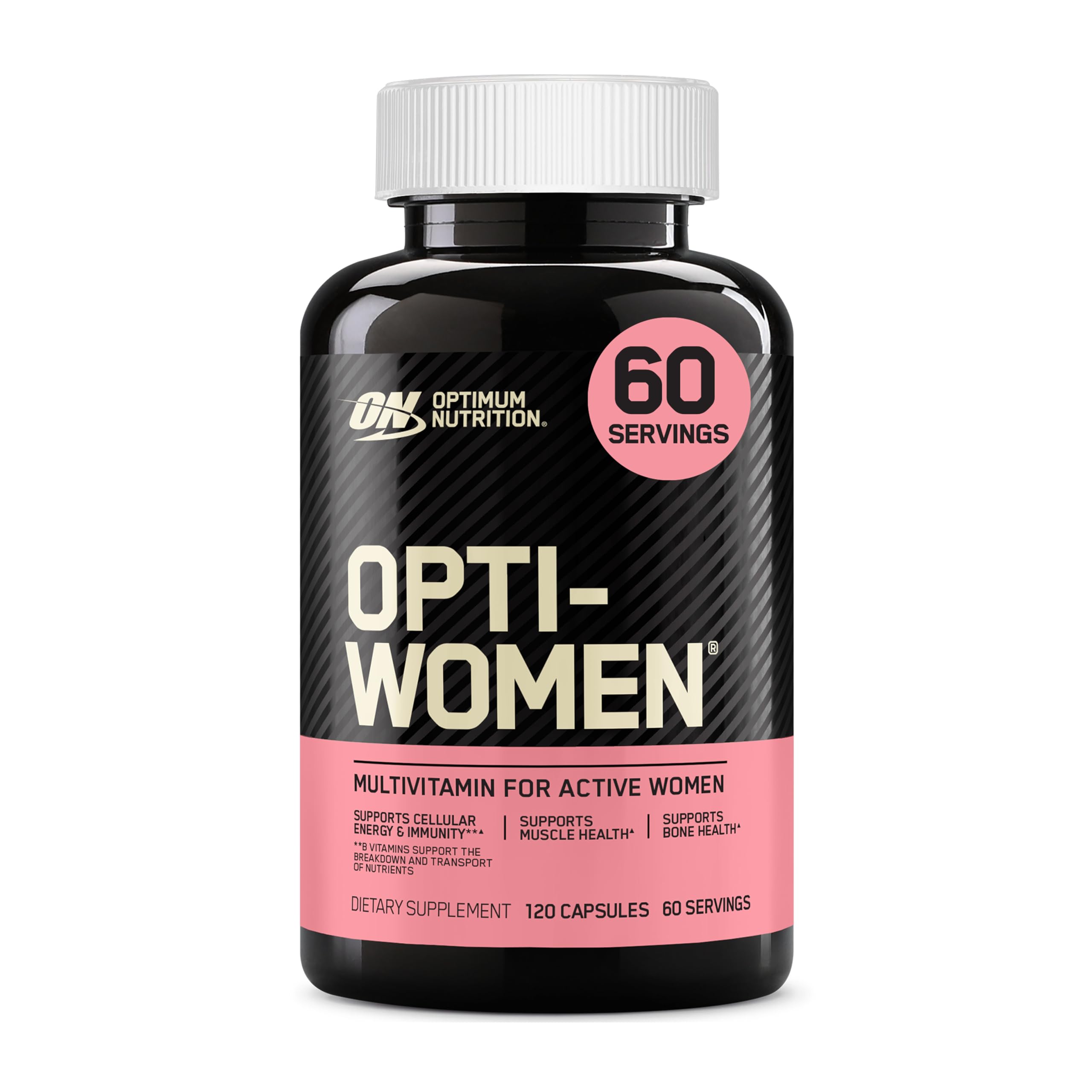 (ON) Opti-Women, Vitamin C, Zinc and D for Immune Support Women's Daily Multivitamin Supplement Capsules with 23 Vitamins & Minerals/ 600 Mcgs Folic Acid/ 18 Mgs Iron - 120 Capsules