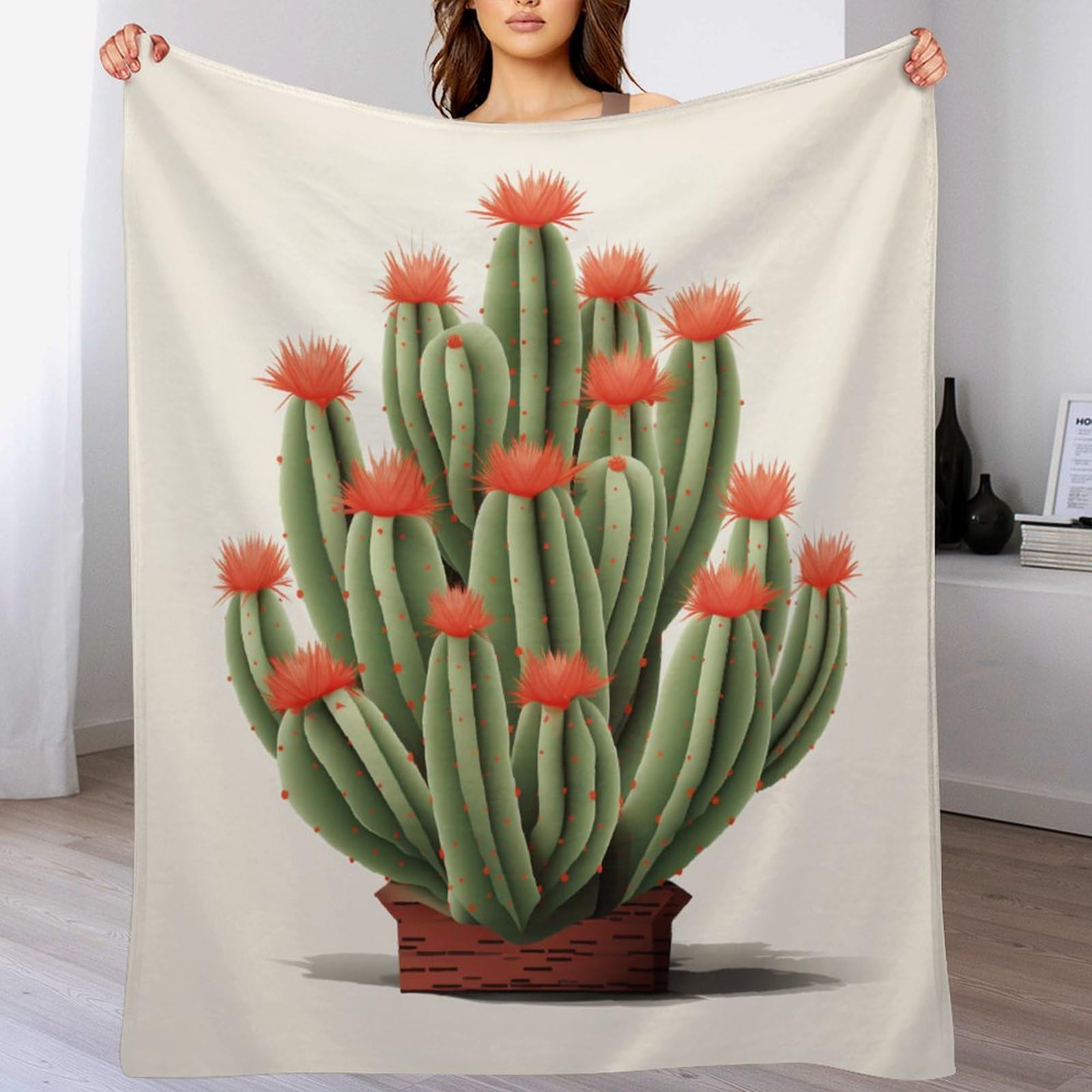 Couverture polaire cactus moelleuse pour des soirées cocooning sur le canapé