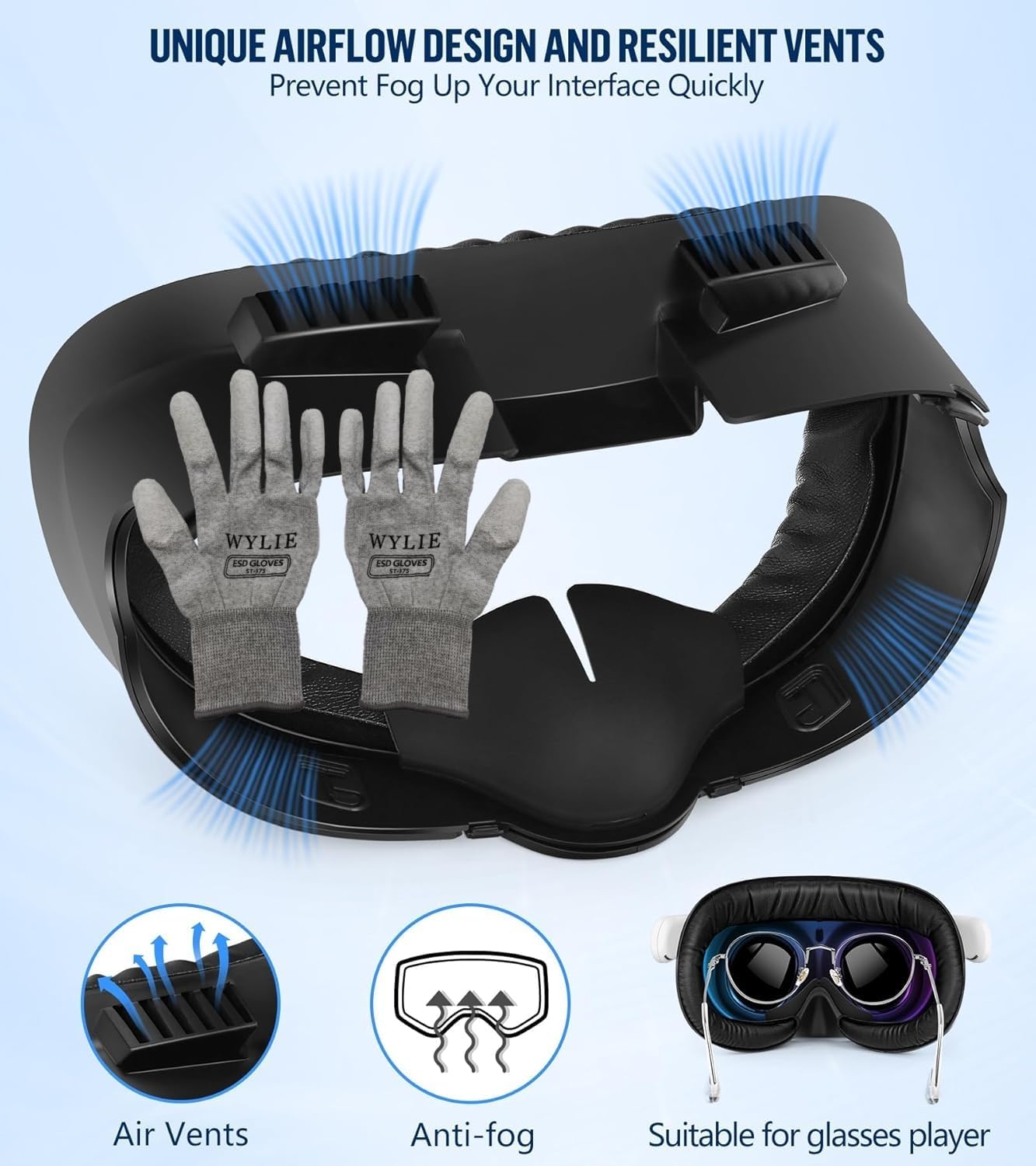 Facial Interface & Face Pad Cushion Compatible with Meta/Oculus Quest 3 Accessories Replacement PU Leather Foam Cushion Anti-Sweat Anti-Leakage Silicone Face Cover Not Fit Quest 3S WYLIE 6 Pack