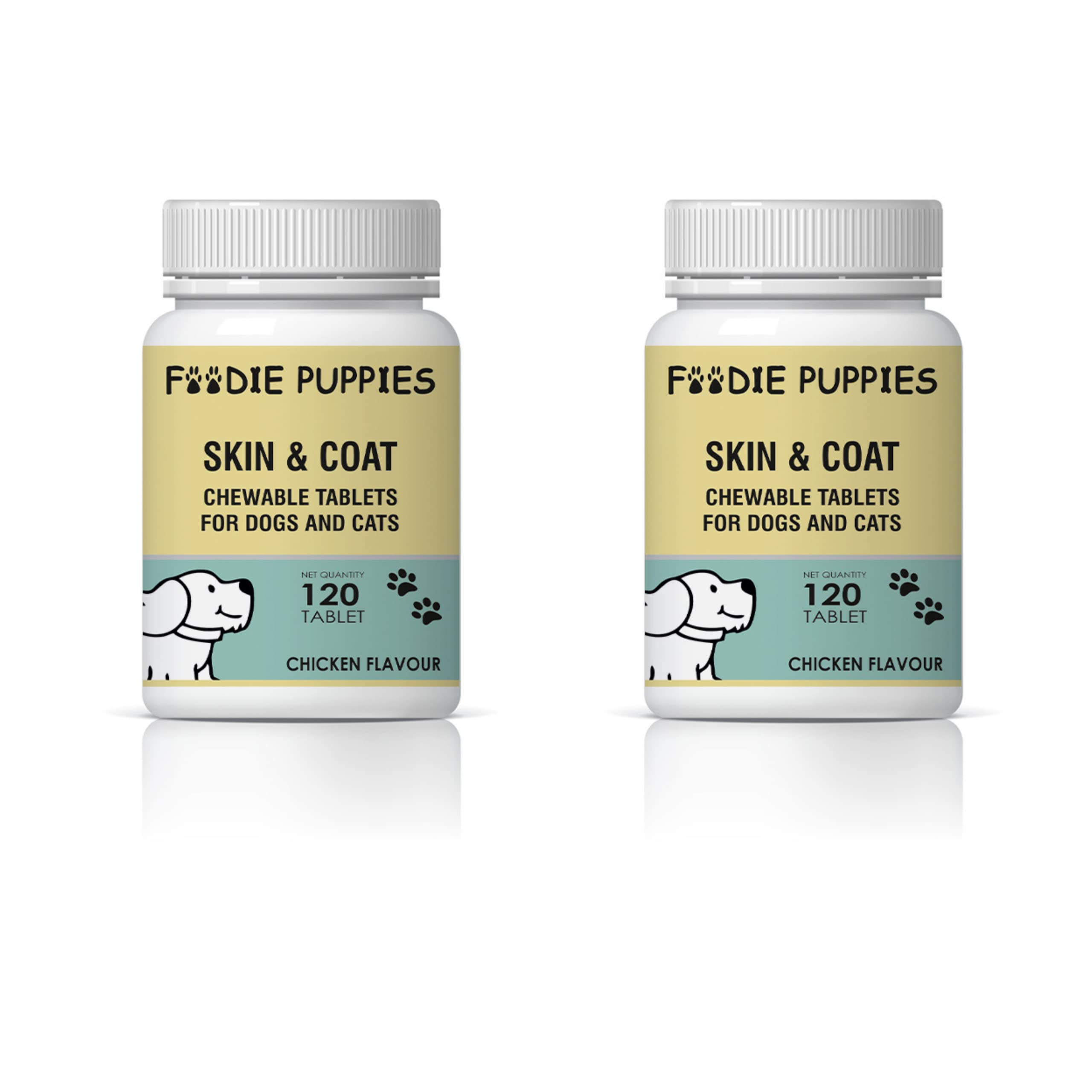 Foodie Puppies Skin and Coat Chewable 120 Tablet Pack of 2 for Dogs and Cats - Chicken Flavor | Supplement for Skin Health and Shiny Coat (B0B8NNDBSM) Amazon Price History, Amazon Price Tracker