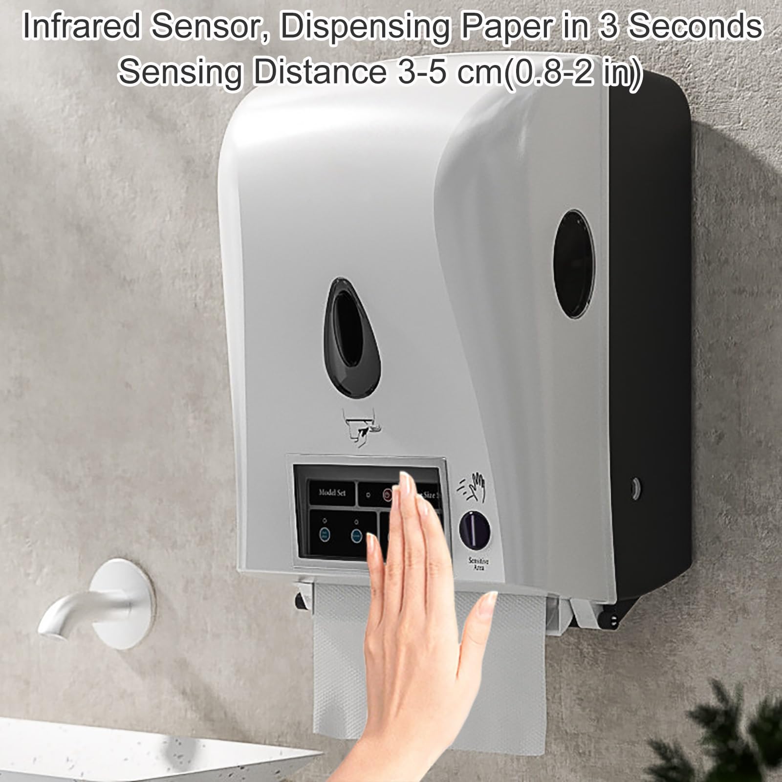 Automático Dispensador de Papel Comercial | Blanco, Montado en la Pared