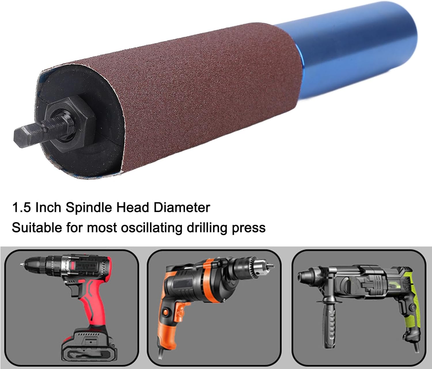 Handheld Sanding Drum, Portable Spindle Sander Hand Held Drum Sander with 10Pcs Sandpaper, Power Drills Attachment for Woodworking Grinding Polishing