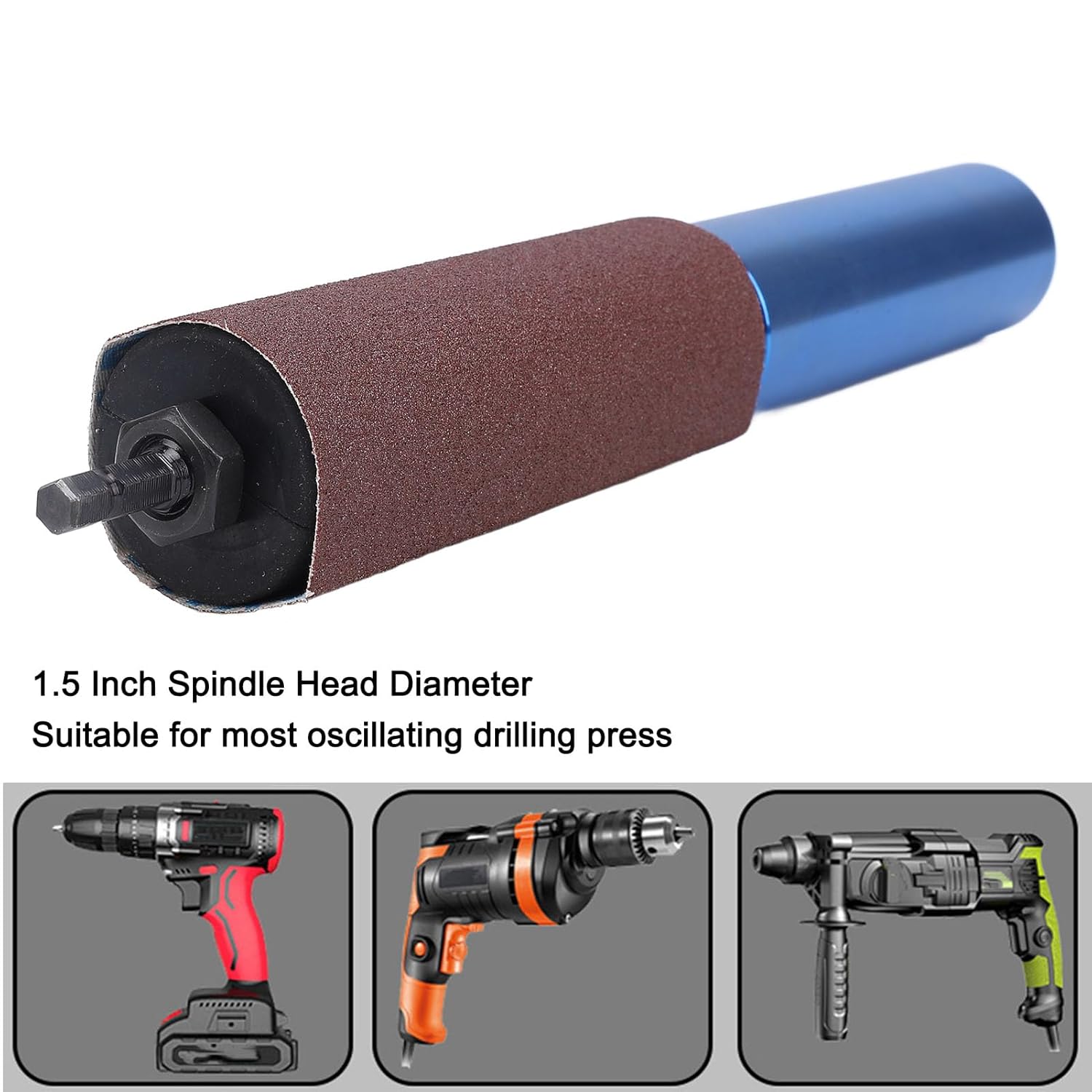 Portable Spindle Sander Drum Sander Set, Hand Held Rubber Sanding Drum Spindle Sander Adapter with 10Pcs Sandpaper, Sanding Sleeves Power Drill Driven Drum Sander Tool Attachment