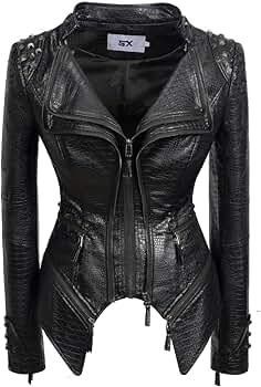 Fashion SX Women's Punk Studded Faux-alligator Print Pattern