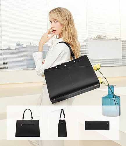 Miniatura 7 de LOVEVOOK Bolsa de mano para laptop para mujer, bolsa de trabajo de cuero para negocios, oficina, maletín para computadora con embrague pequeño, apto