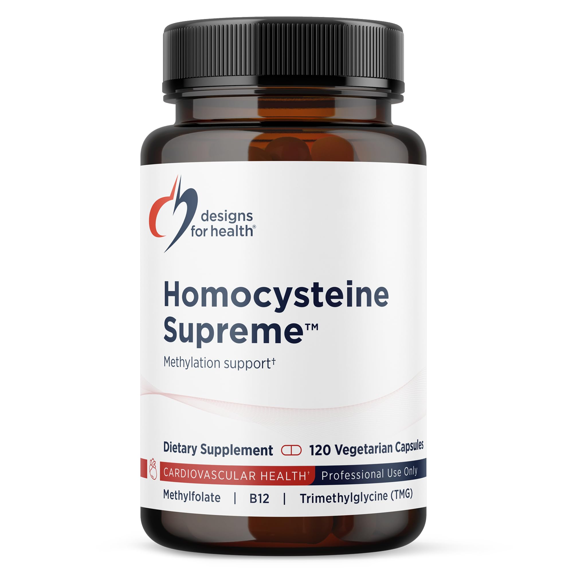 Designs for Health Homocysteine Supreme - Methylated B Vitamins with Riboflavin, B6, B12, Folate, L-Serine & TMG for Brain Support & Heart Health - Methylated Multivitamin (120 Capsules)